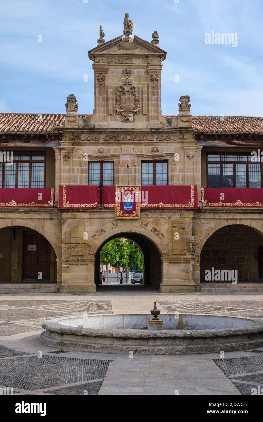 Spain, Santo Domingo de la Calzada.  Ayuntamiento, the Town Hall. Stock Photo