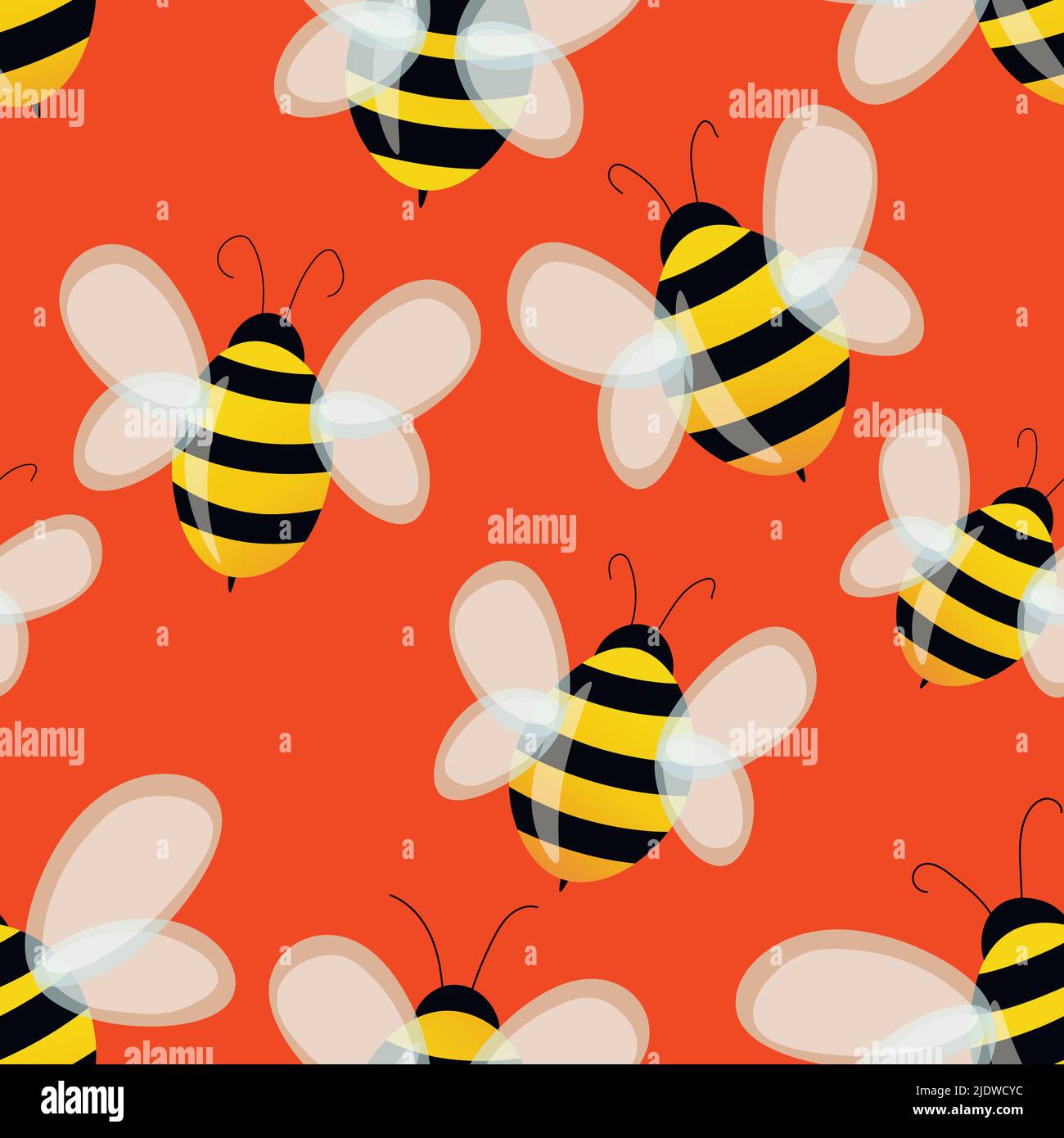Seamless pattern with bees on color background. Small wasp. Vector ...
