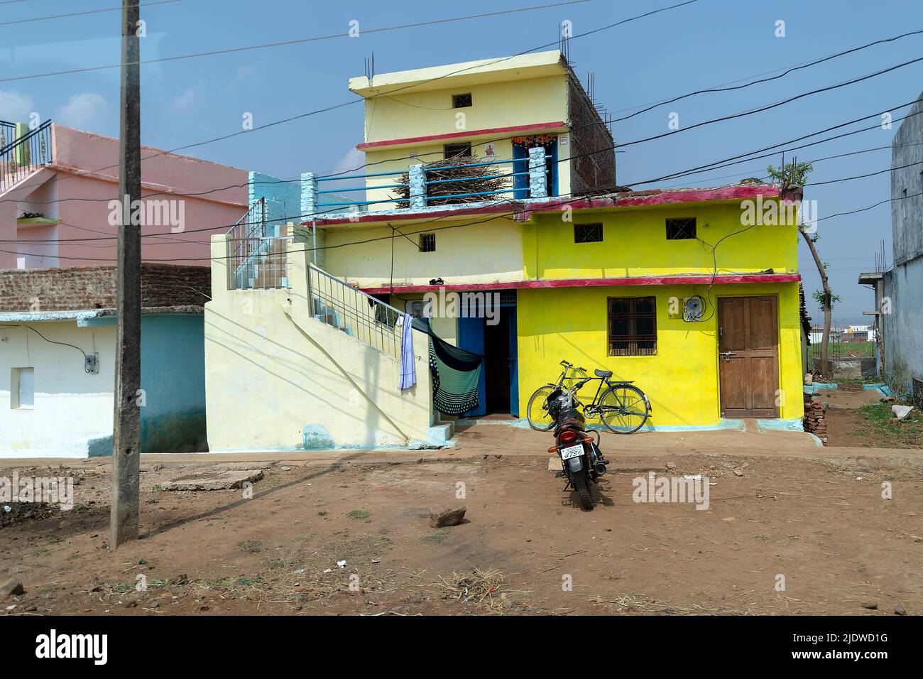 Local and colourfull house at Gopal Nagar, Shahpura, Madhya Pradesh, India. Stock Photo