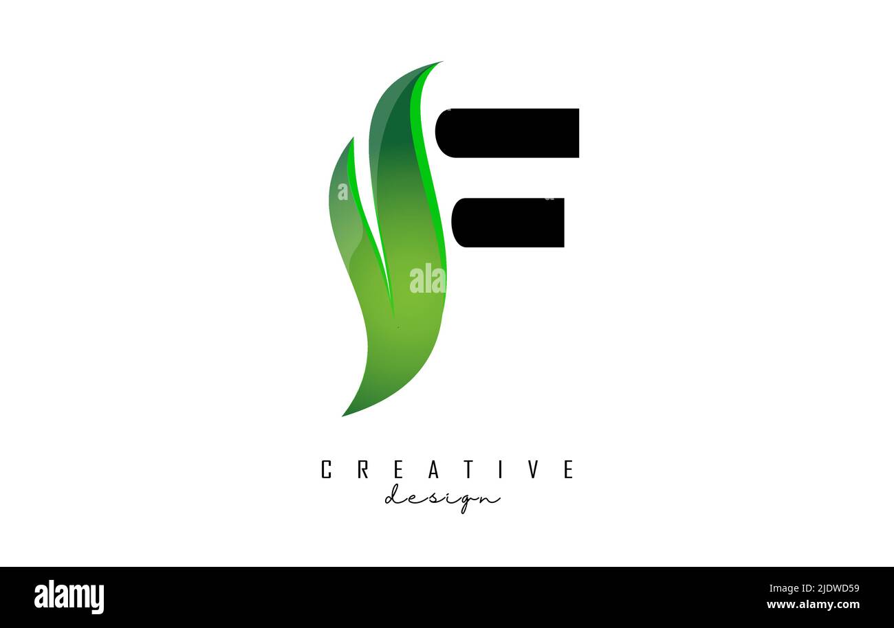 Vector illustration of abstract letter F with leaf, eco, natural design