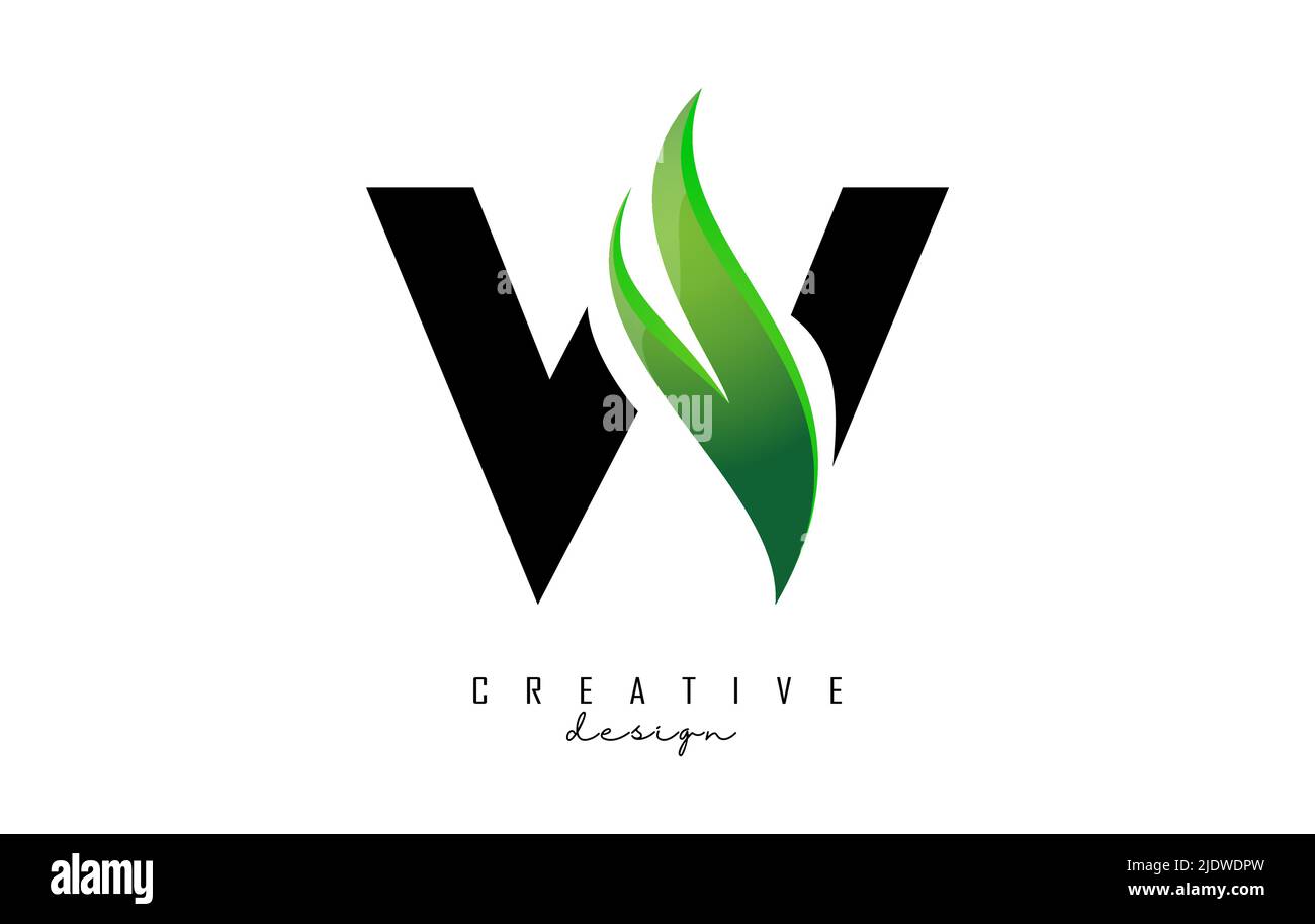 Vector illustration of abstract letter W with leaf, eco, natural design ...