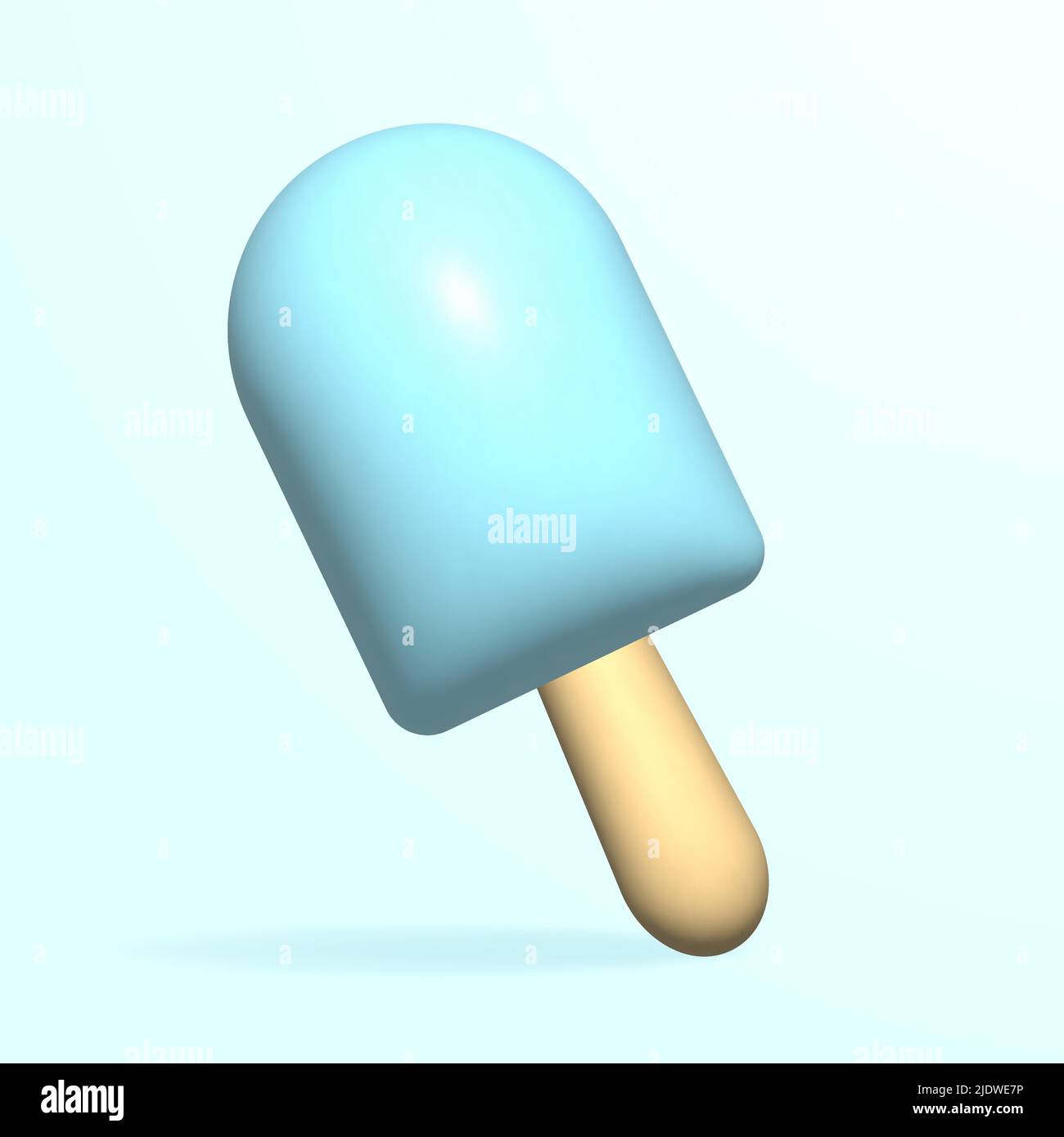 Ice cream on wooden stick. 3d rendering Stock Vector