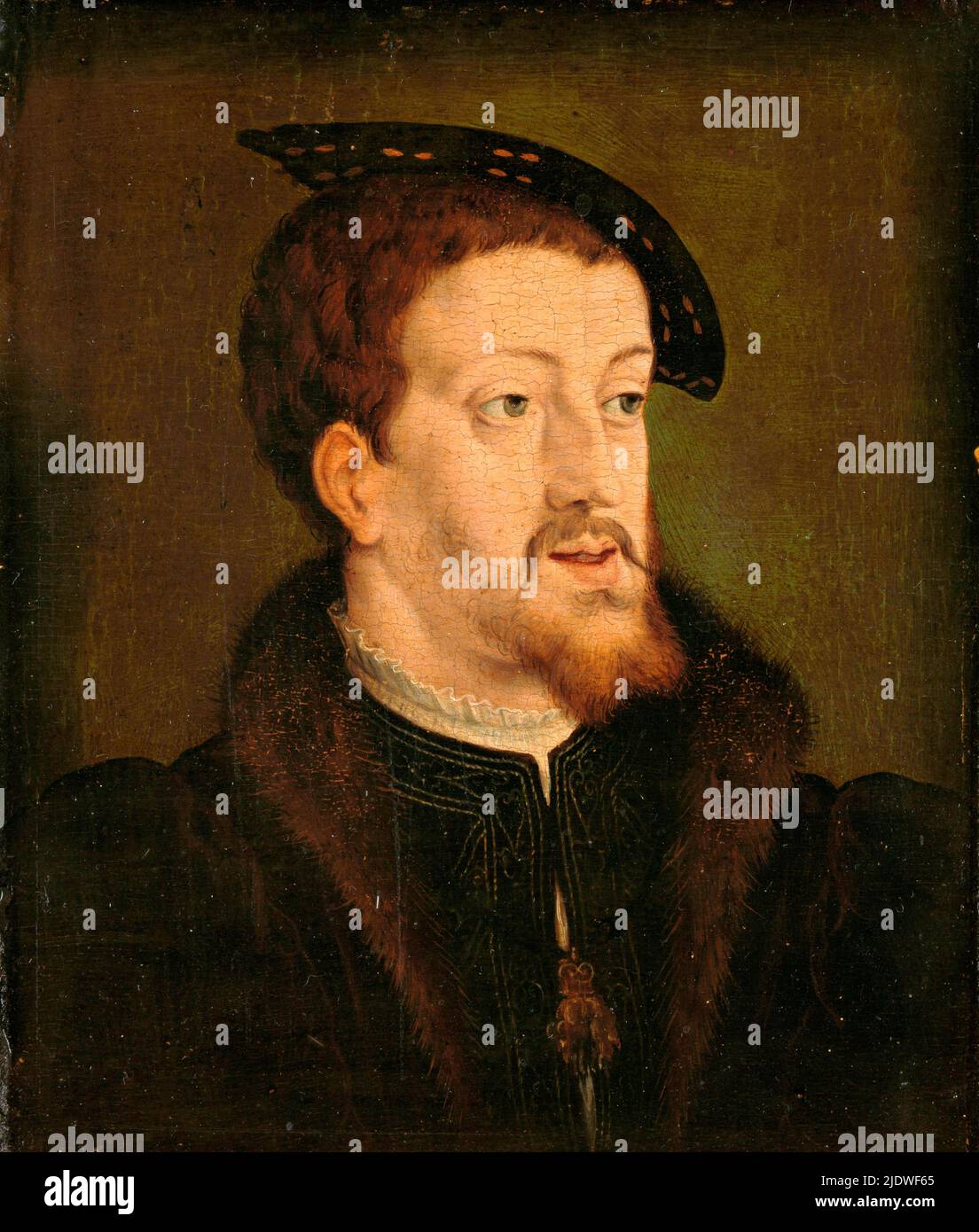 Portrait of Charles V, Holy Roman Emperor, Jan Cornelisz Vermeyen (manner of), c. 1530 Stock Photo