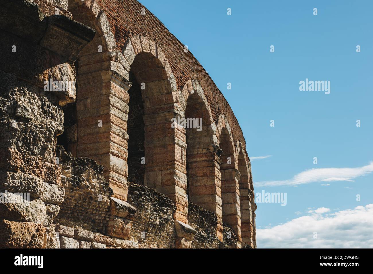 Amazing view of Verona Arena in a blue sky. A Roman amphitheatre in ...