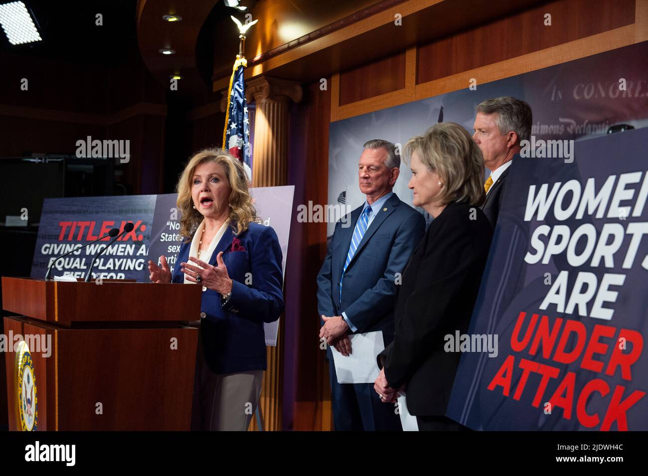 United States Senator Marsha Blackburn (Republican of Tennessee) offers remarks on 50th Anniversary of Title IX at the US Capitol in Washington, DC, Wednesday, June 23, 2022. Credit: Rod Lamkey/CNP /MediaPunch Stock Photo