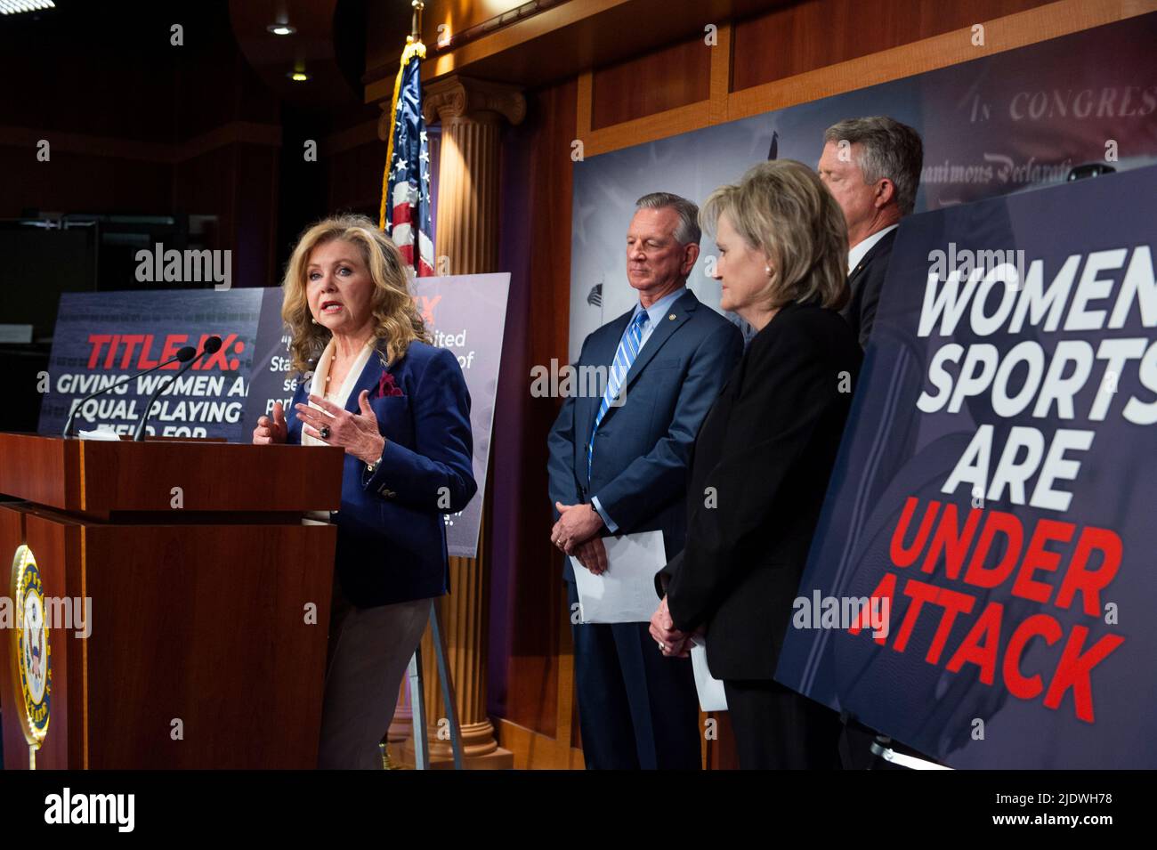 United States Senator Marsha Blackburn (Republican of Tennessee) offers remarks on 50th Anniversary of Title IX at the US Capitol in Washington, DC, Wednesday, June 23, 2022. Credit: Rod Lamkey/CNP /MediaPunch Stock Photo