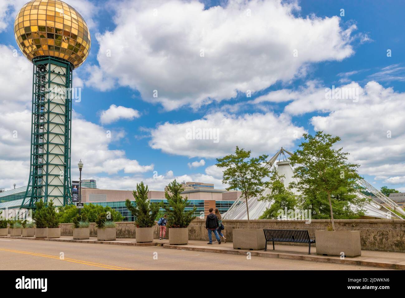 Knoxville,Tennessee, USA - May 28, 2022: The Sunsphere at the 10 acre World Fair park downtown Knowville  It was the last successful World's Fair held Stock Photo