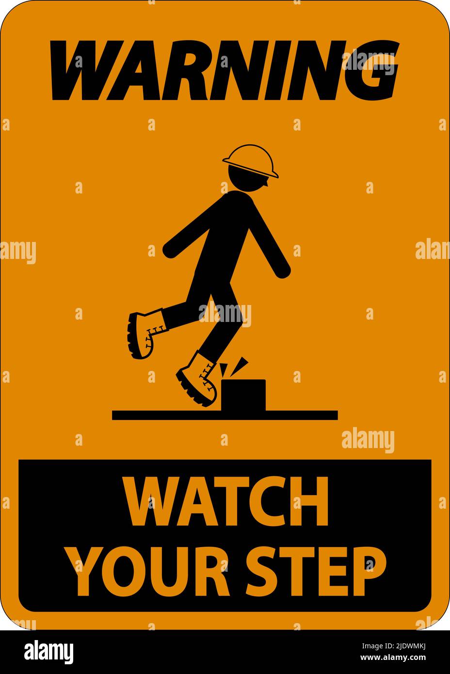 Warning Watch Your Step Sign On White Background Stock Vector Image