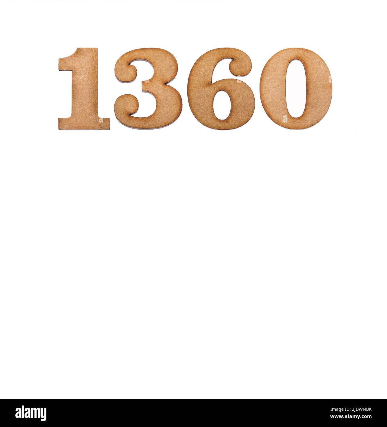 Number 1360 - Piece of wood isolated on white background Stock Photo ...