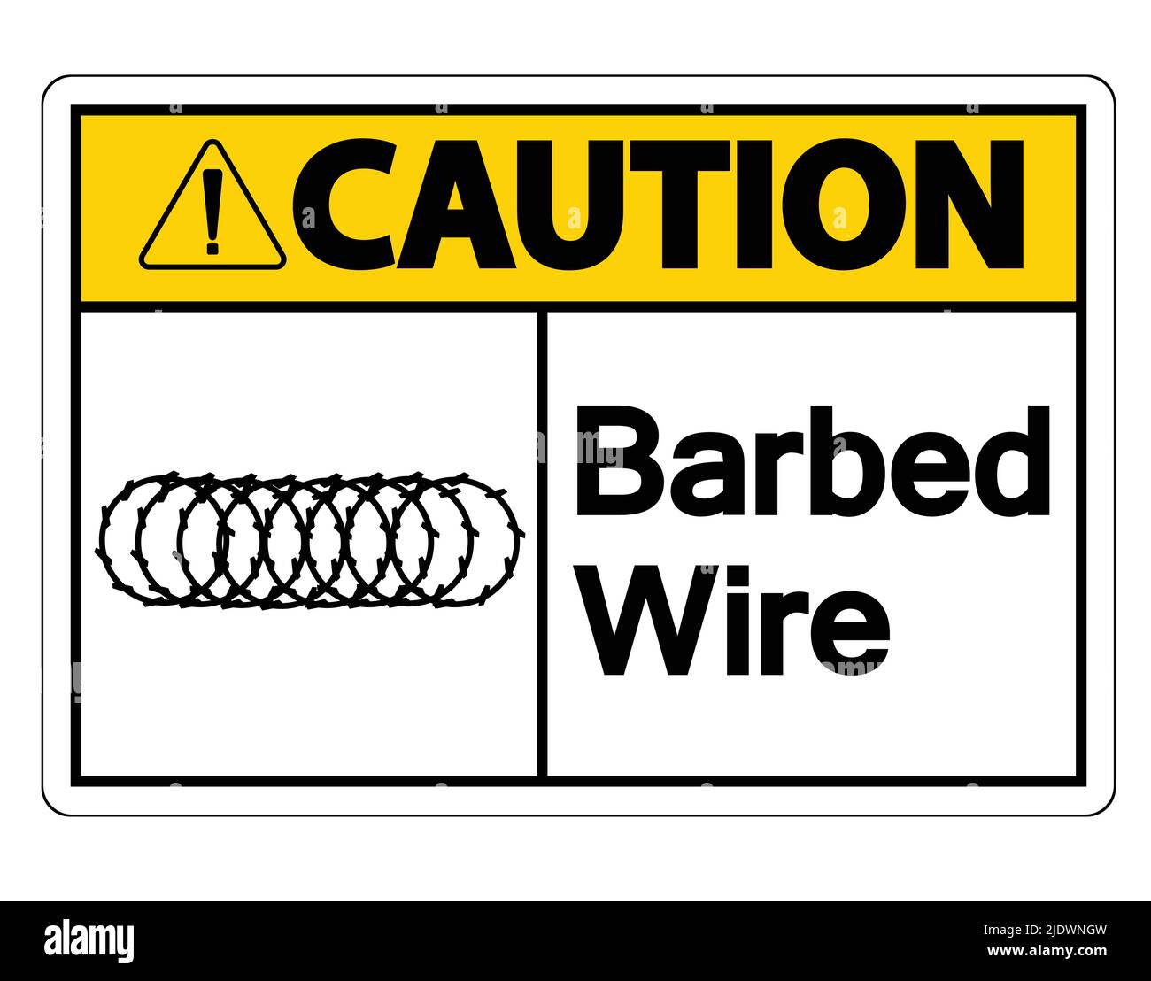 Caution Barbed Wire Symbol Sign On White Background,Vector illustration Stock Vector