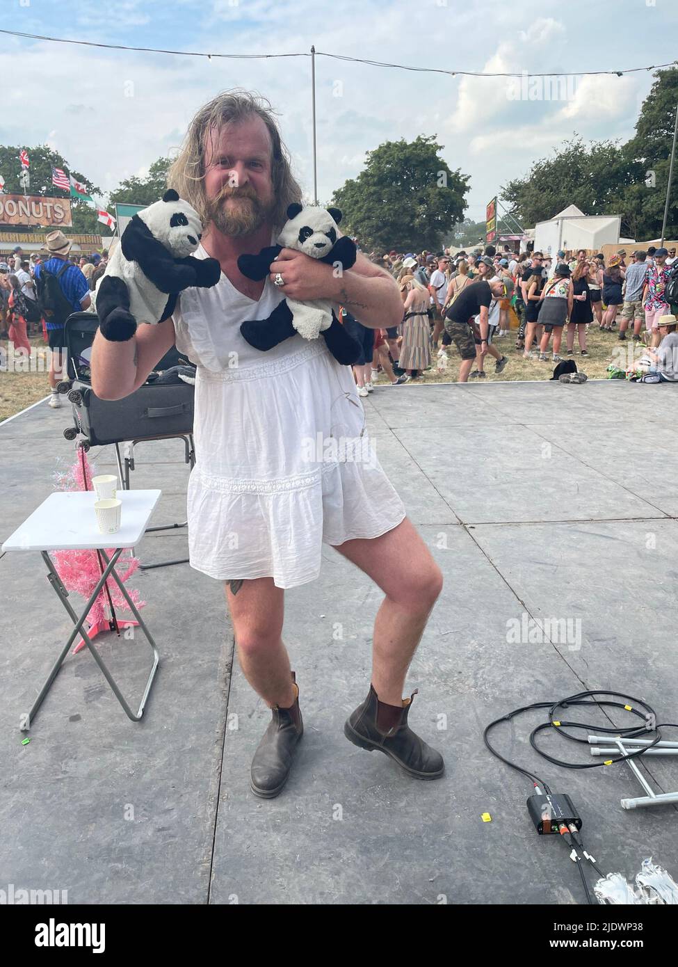 Irish comedian Paul Curry after his set during the first ever Carnival at the Glastonbury Festival at Worthy Farm in Somerset. Picture date: Thursday June 23, 2022. Stock Photo