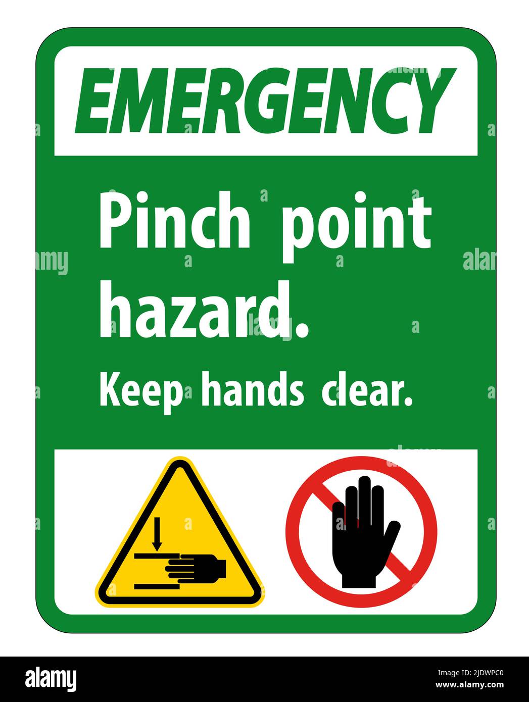 Emergency Pinch Point Hazard,Keep Hands Clear Symbol Sign Isolate on ...
