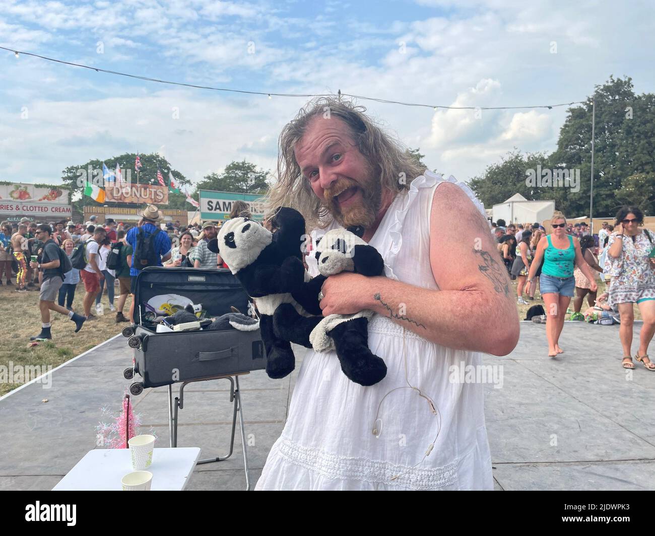 Irish comedian Paul Curry after his set during the first ever Carnival at the Glastonbury Festival at Worthy Farm in Somerset. Picture date: Thursday June 23, 2022. Stock Photo