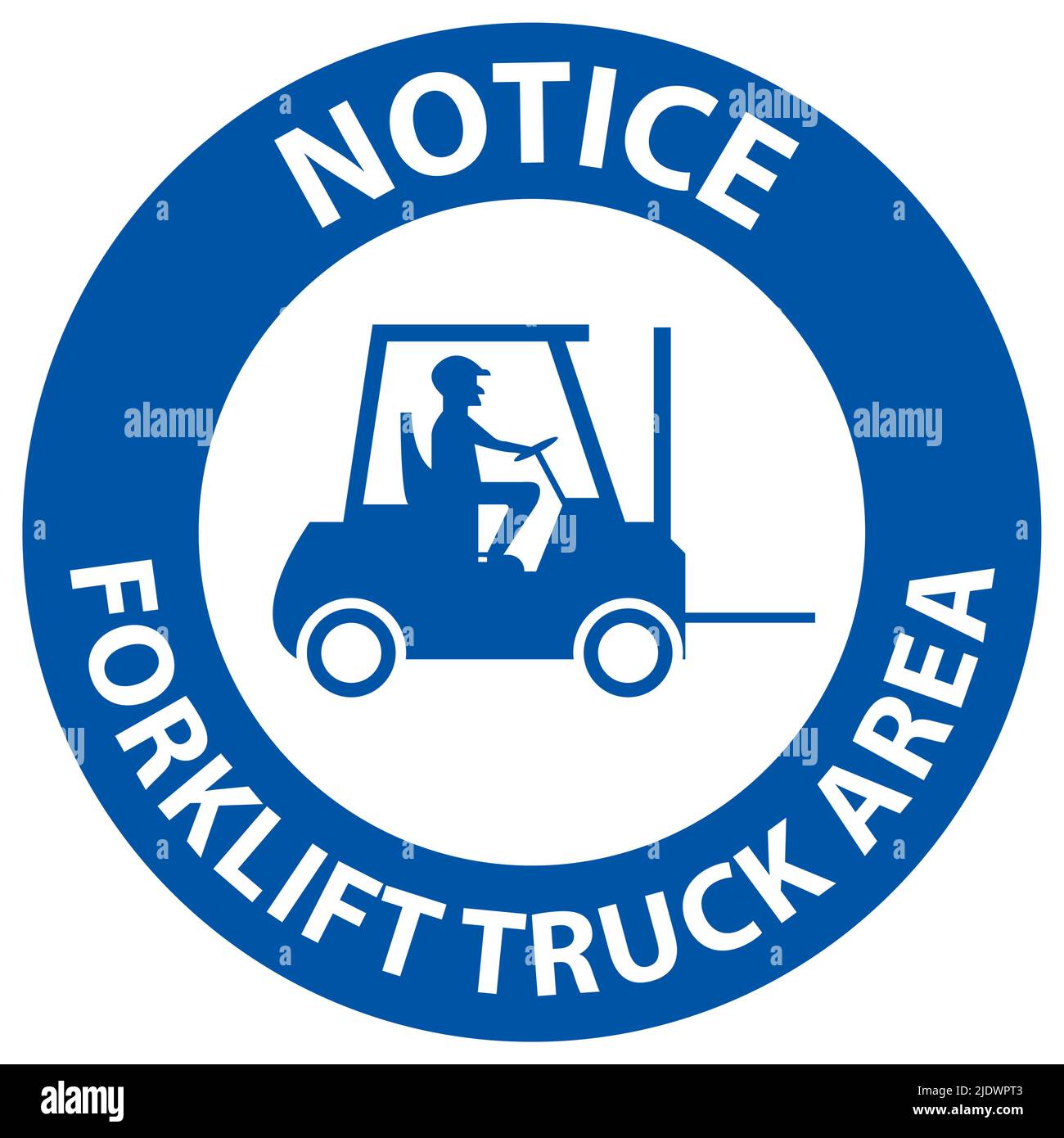 Notice Forklift Truck area Hazard & Warning Label Stock Vector