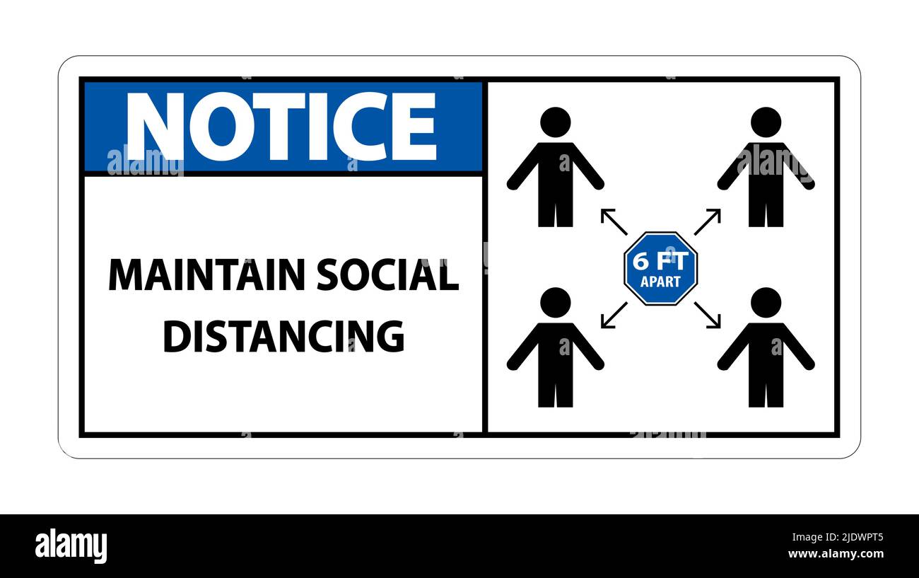 Notice Maintain social distancing, stay 6ft apart sign,coronavirus ...