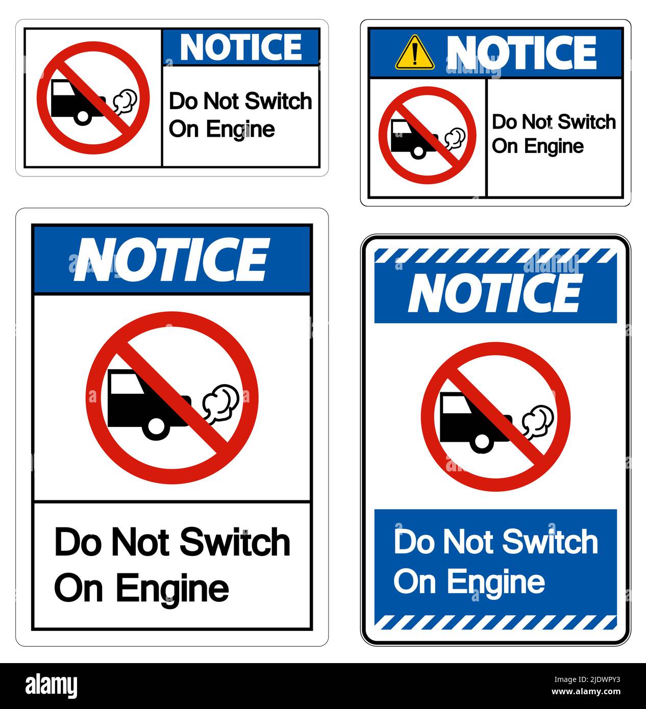Notice Do Not Switch On Engine Sign On White Background Stock Vector