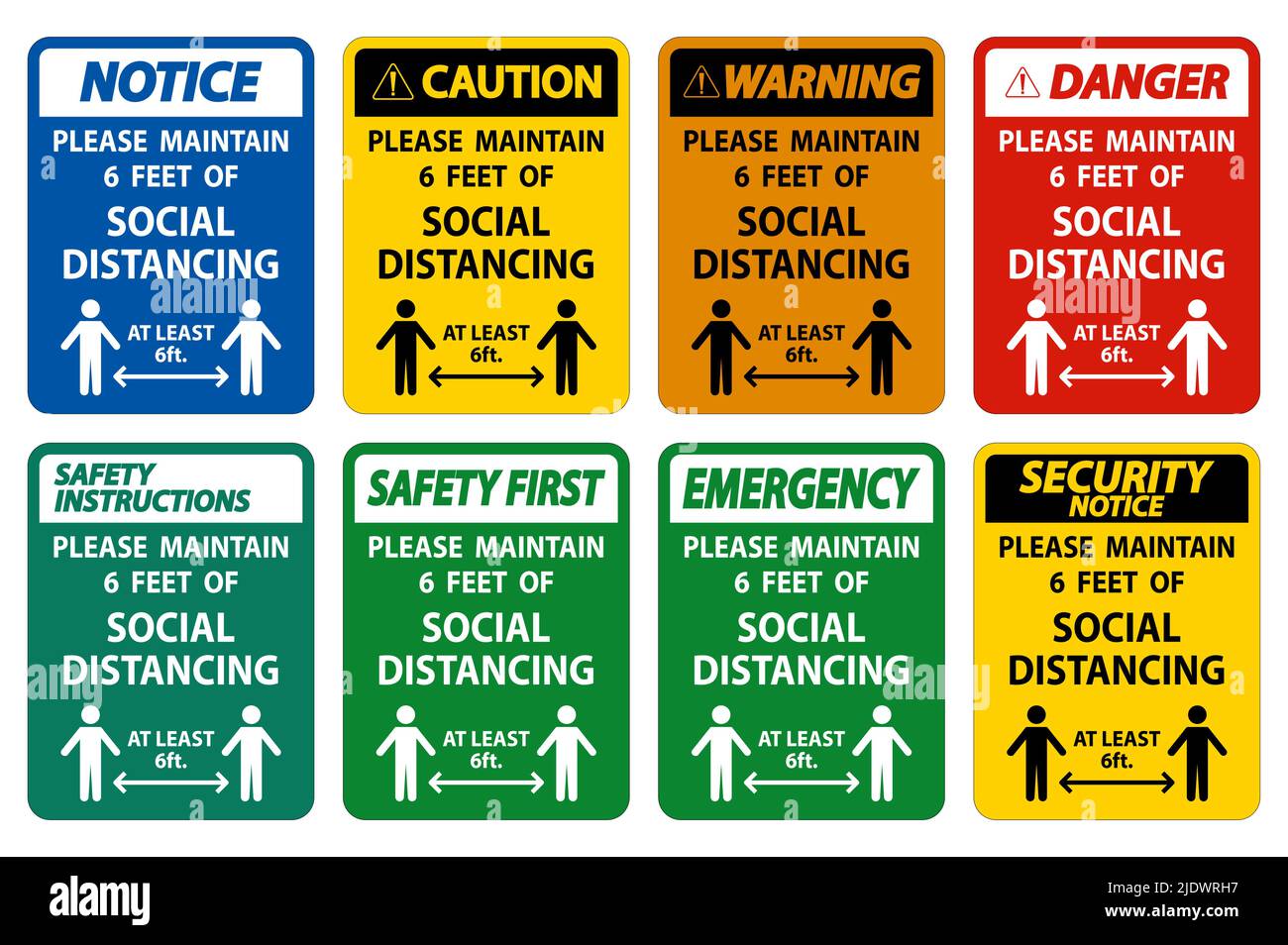 For Your Safety Maintain Social Distancing Sign on white background ...