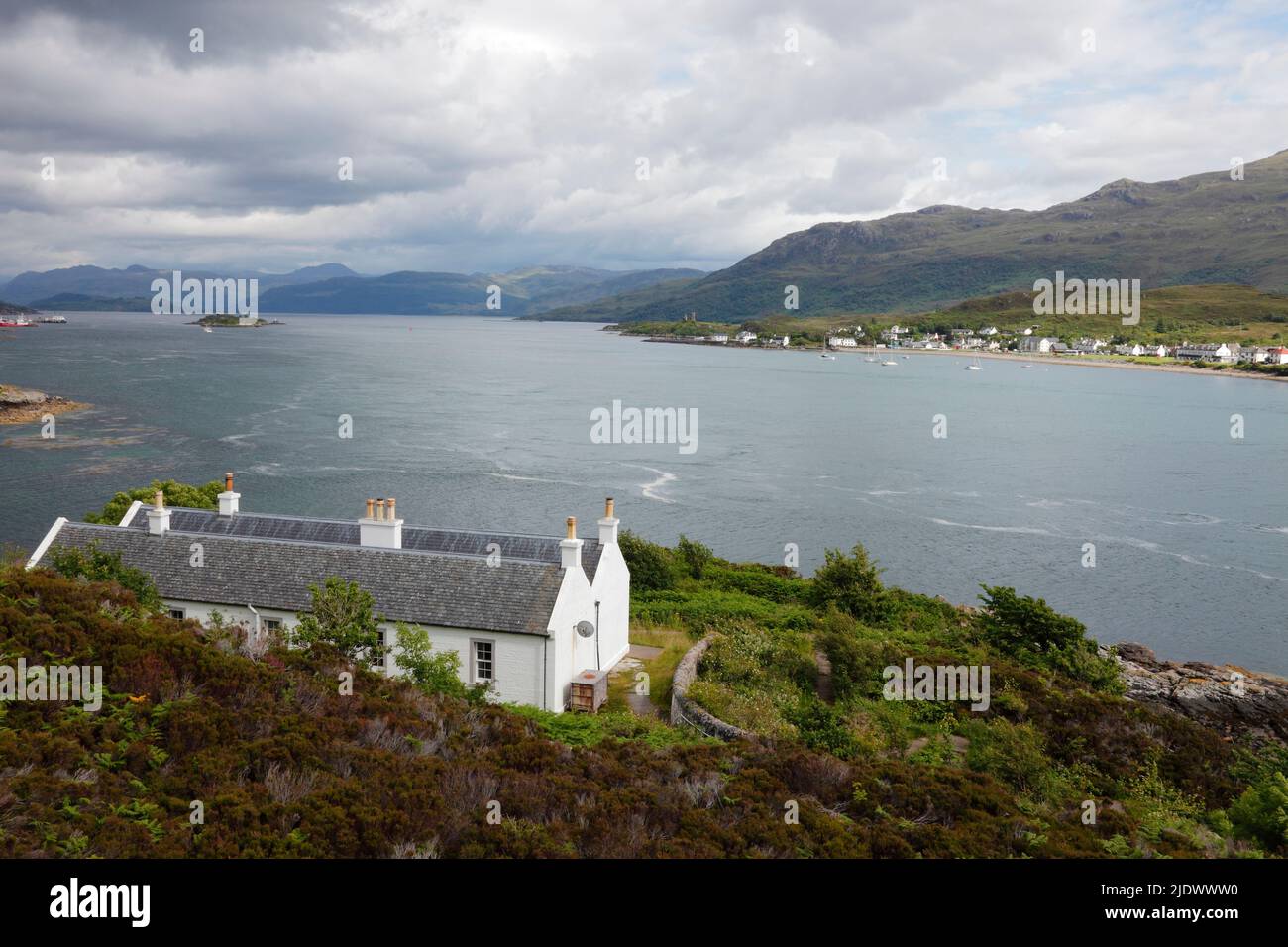 the Loch Alsh seen from (Ban EIlean) Ban Skye Bridge from Lochalsh to Kyleakin on Isle of Skye, Inner Hebrides, Scotland, UK Stock Photo