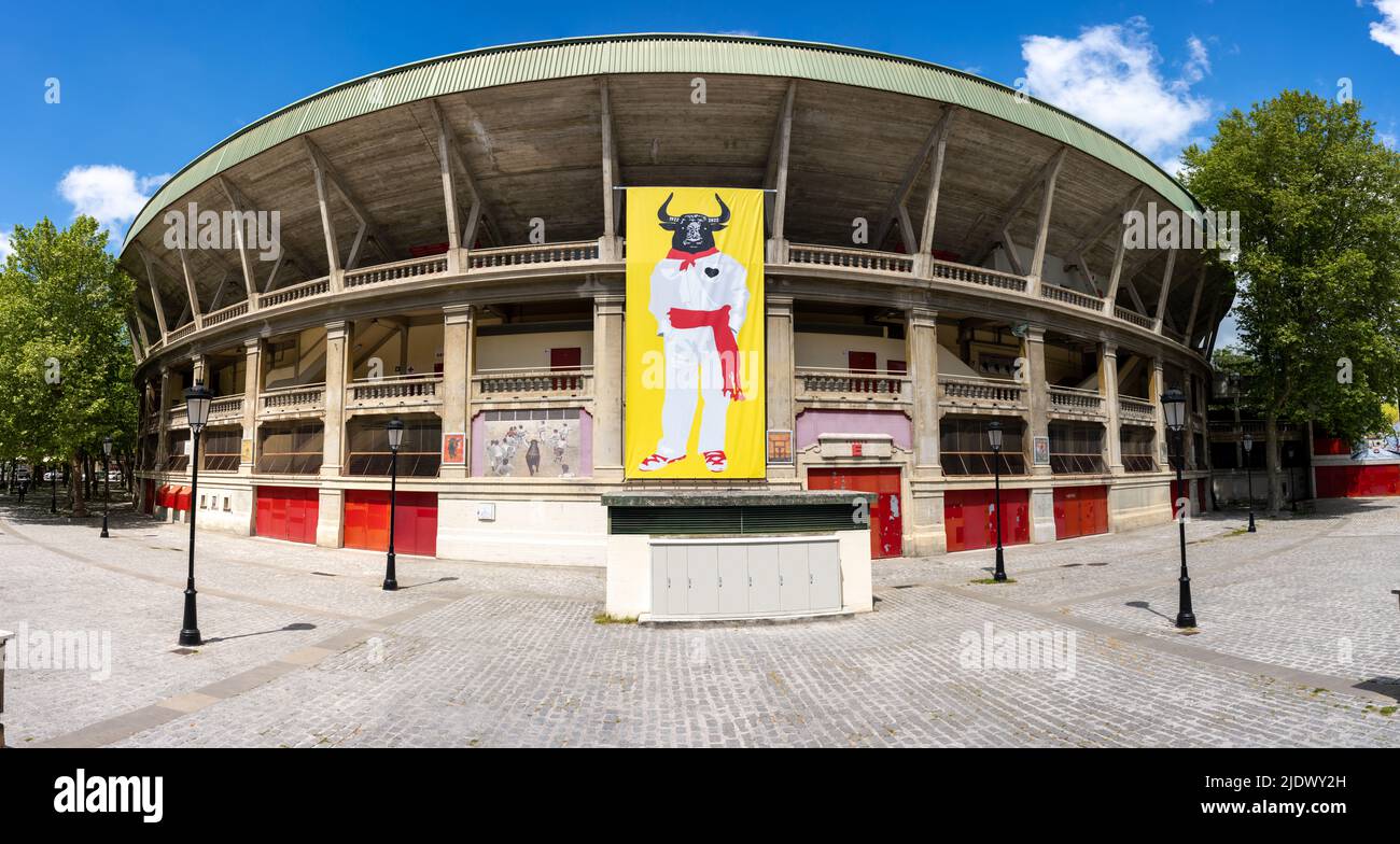 Pamplona, Spain - May 6th 2022 - Bull fighter stadium in Pamplona Stock Photo