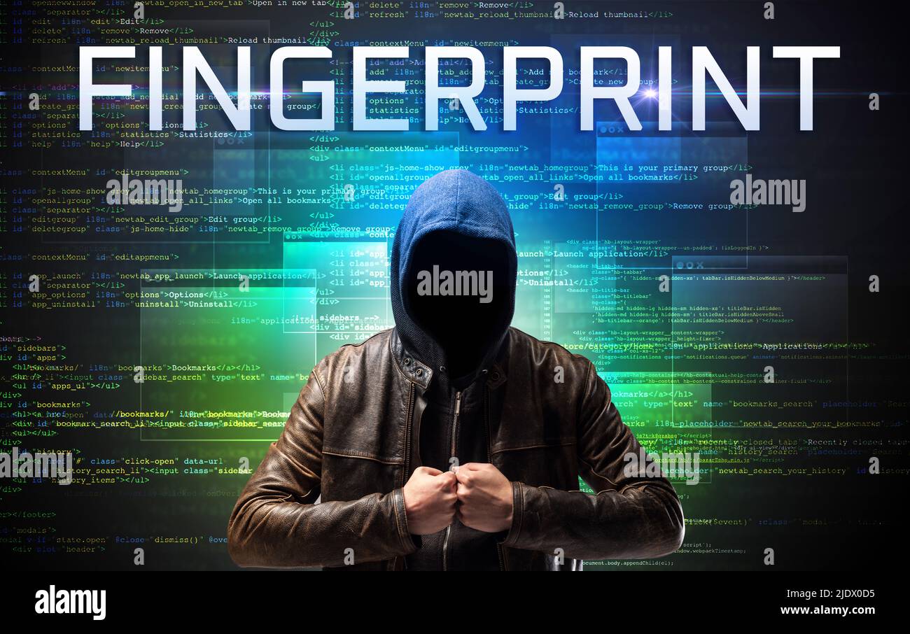Faceless hacker on code background Stock Photo - Alamy