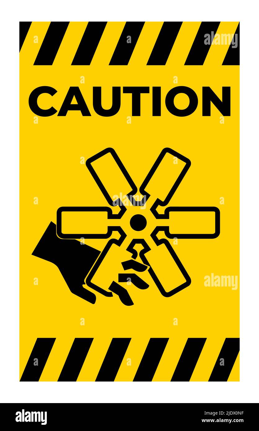 Caution Cutting of Fingers Or Hand Engine Fan Symbol Sign on White Background Stock Vector Image