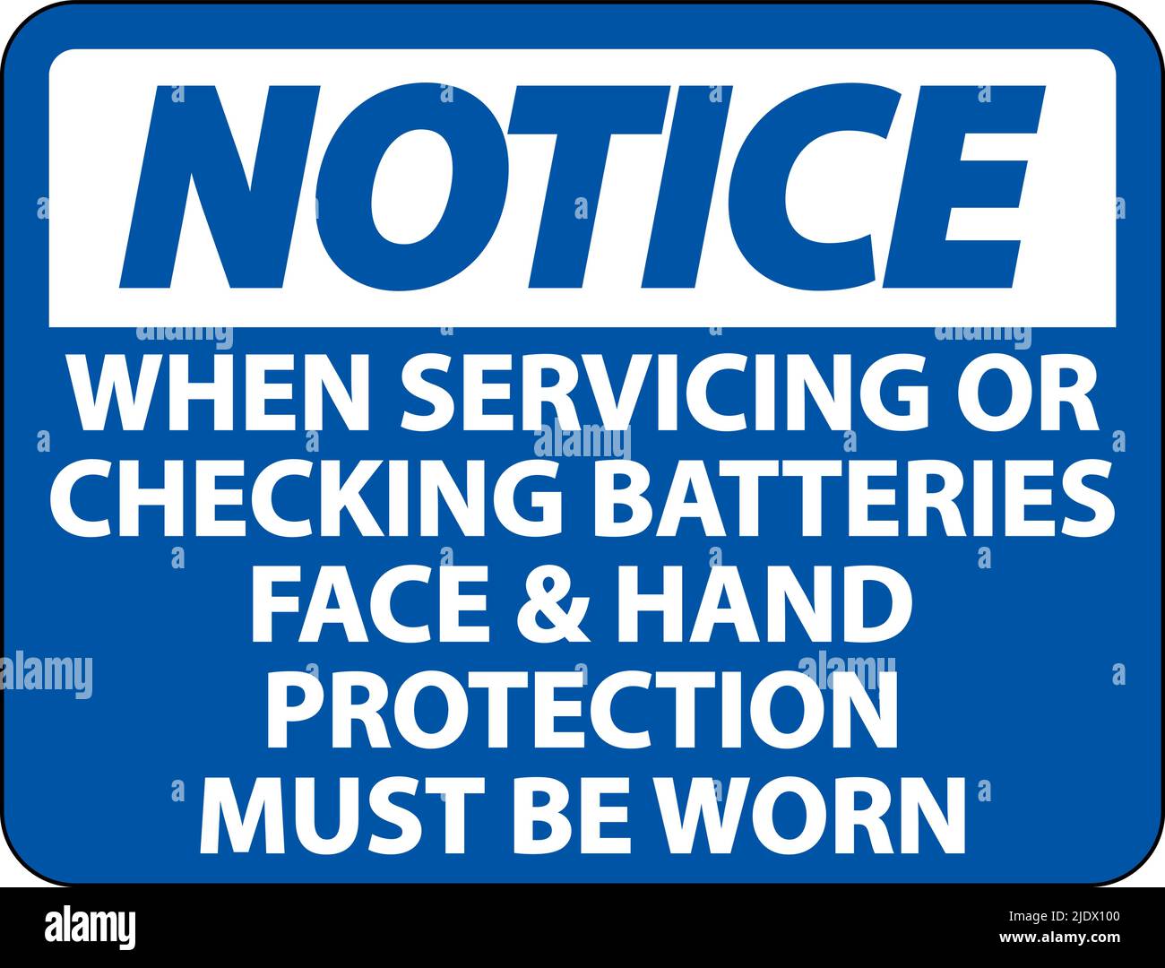 Notice When Servicing Batteries Sign On White Background Stock Vector