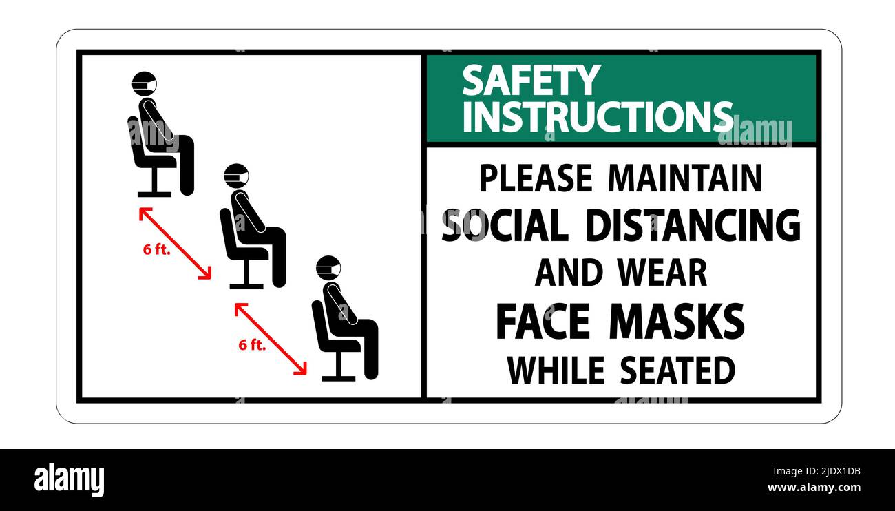 Safety Instructions Maintain Social Distancing Wear Face Masks Sign on ...