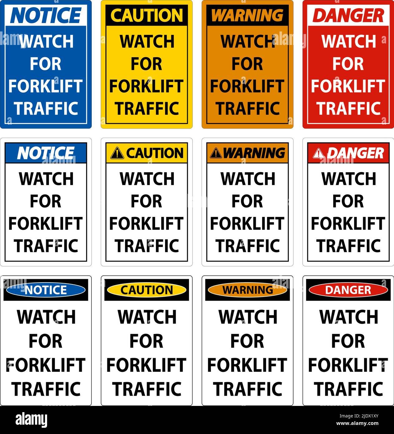 Caution Watch For Forklift Traffic Sign On White Background Stock ...