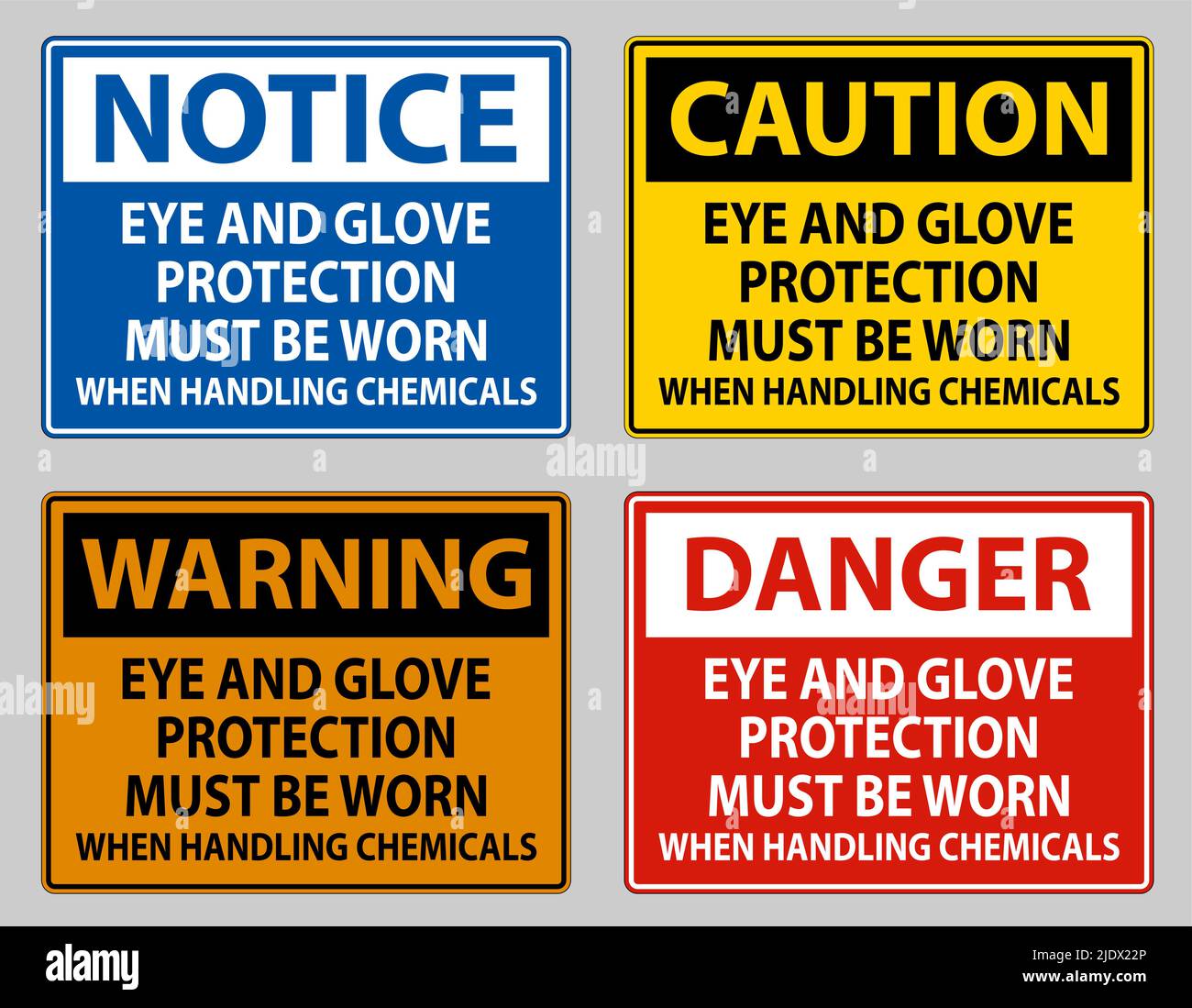 Eye and Glove Protection Must Be Worn When Handling Chemicals Stock