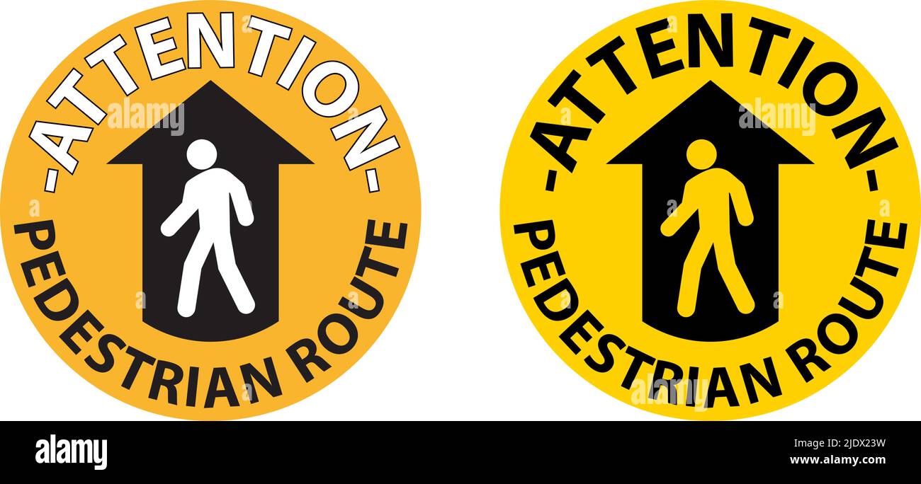 Pedestrian Route Hazard Warning Sign Stock Vector