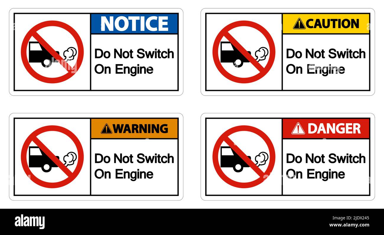 Do Not Switch On Engine Sign On White Background Stock Vector