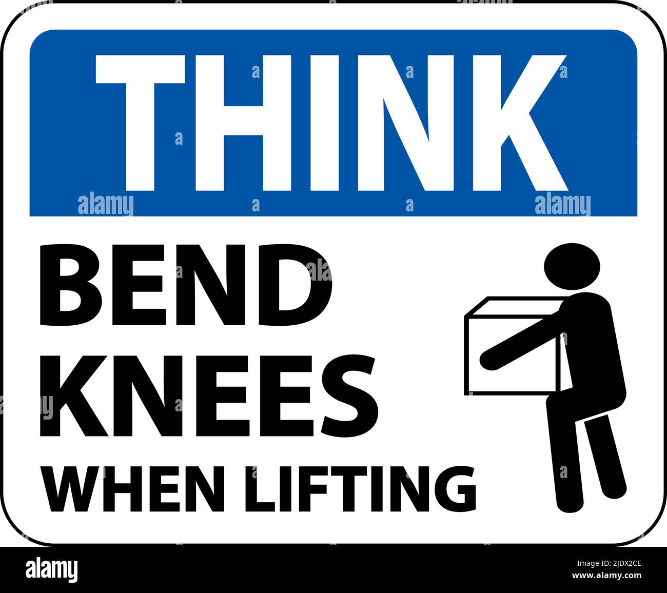 Think Bend Knees When Lifting Sign On White Background Stock Vector