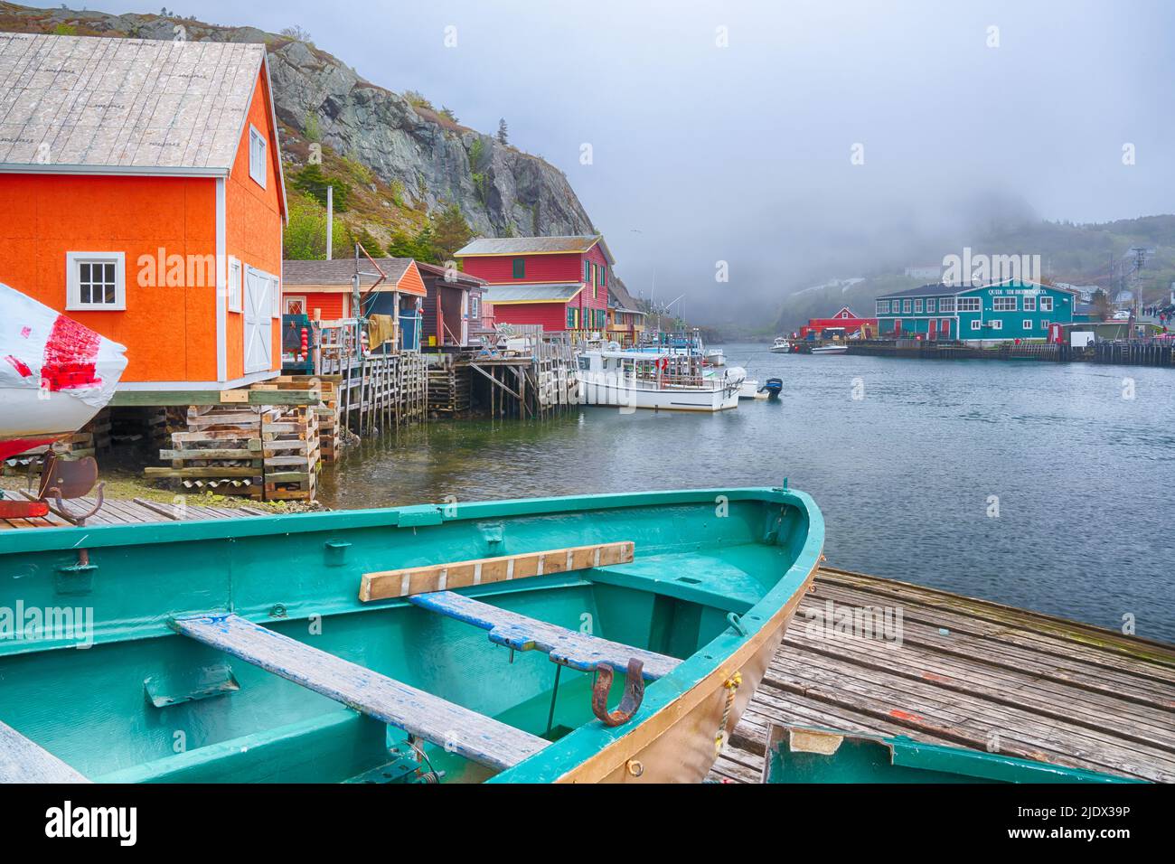 St John's, Newfoundland, CA - June 16, 2019: Historic old  fishing village of Quidi Vidi in St John's, Newfoundland, Canada Stock Photo