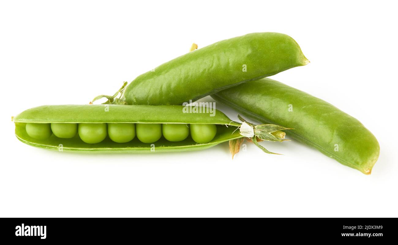 Green peas isolated on white background Stock Photo