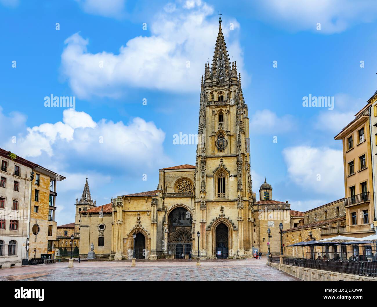 Oviedo, Spain - May 3rd 2022 - Metropolitan Cathedral Basilica of the Holy Saviour (Catedral Metropolitana Basílica de San Salvador) Stock Photo