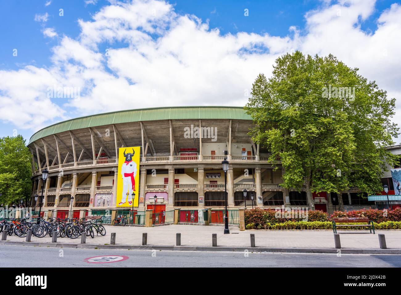 Pamplona, Spain - May 6th 2022 - Bull fighter stadium in Pamplona Stock Photo