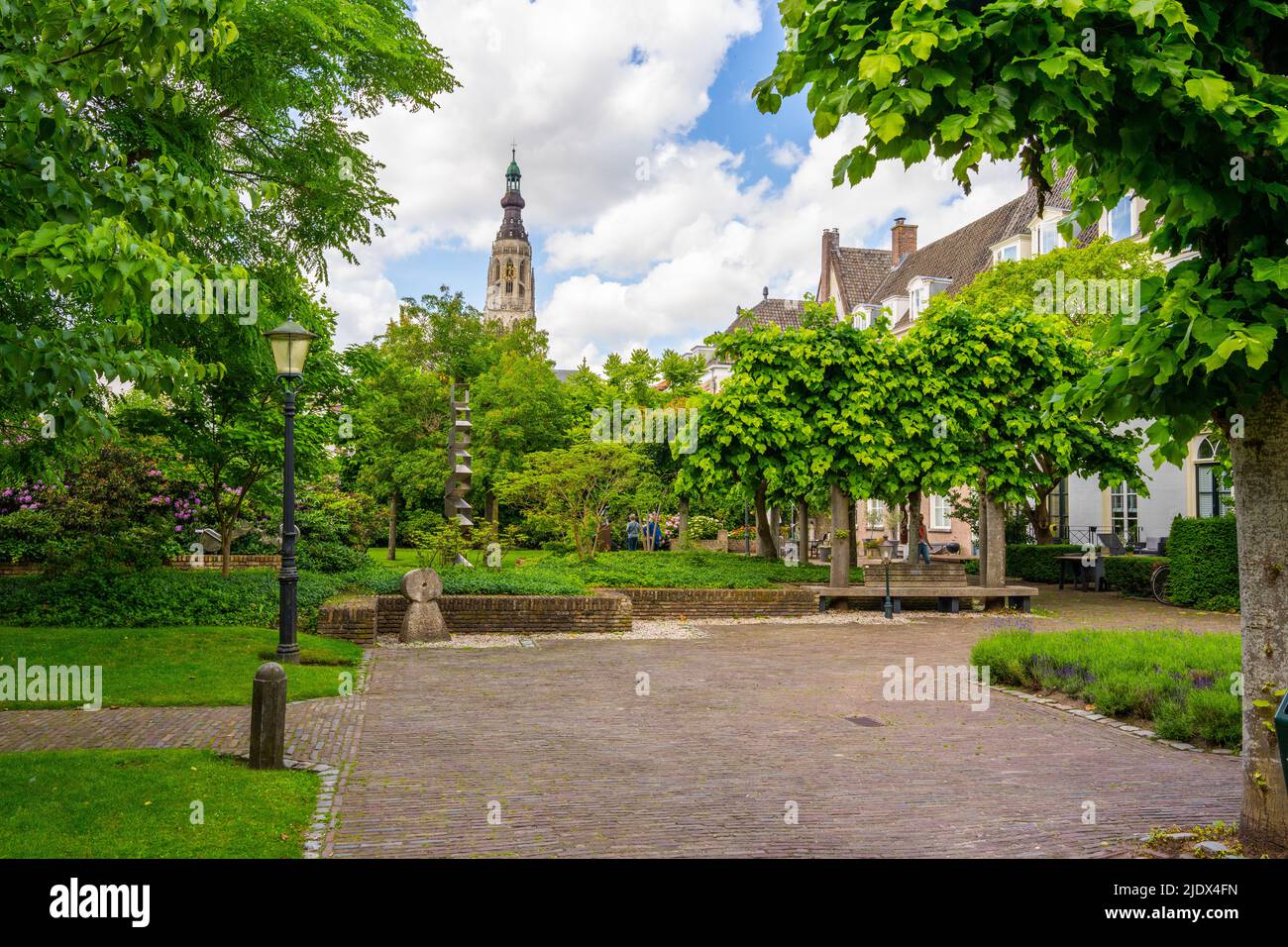Breda, The Netherlands - June 12th 2022, Quiet Willem Merkxtuin (garden) in the center of Breda Stock Photo