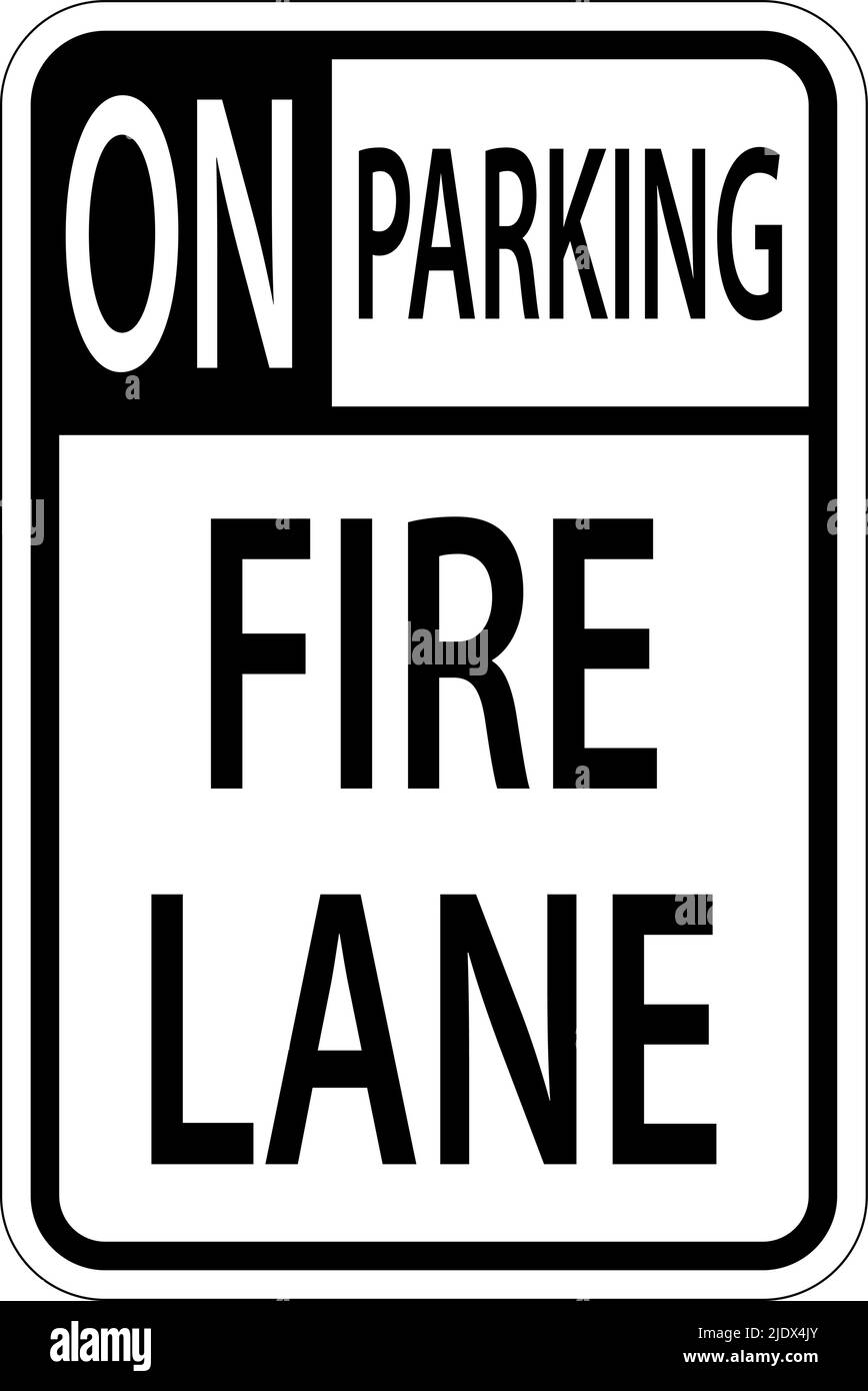 No Parking Fire Lane Sign On White Background Stock Vector