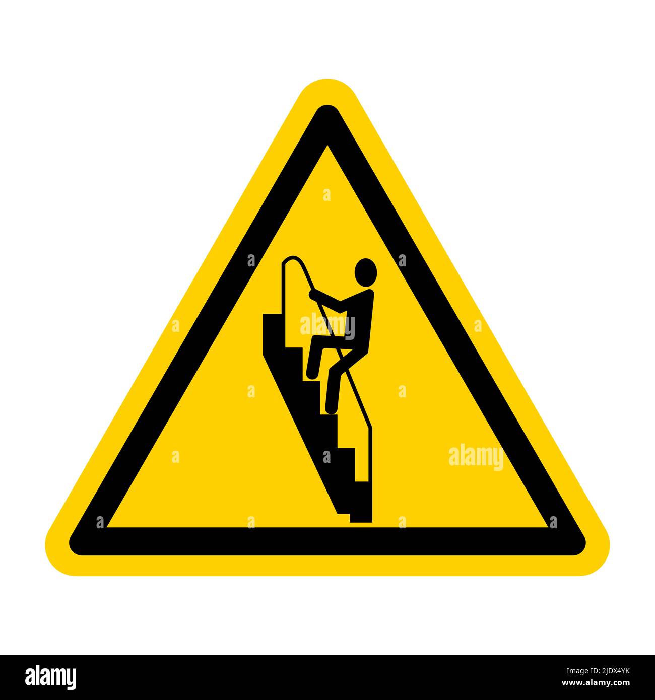 Caution Walk Down Stairs Backwards Sign Stock Vector