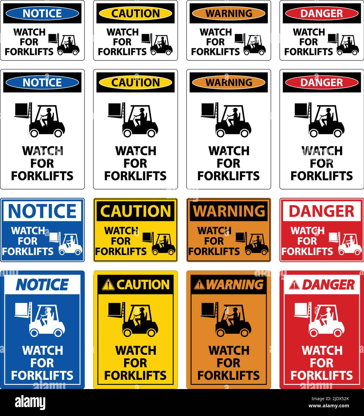 Caution Watch For Forklifts Sign On White Background Stock Vector Image ...