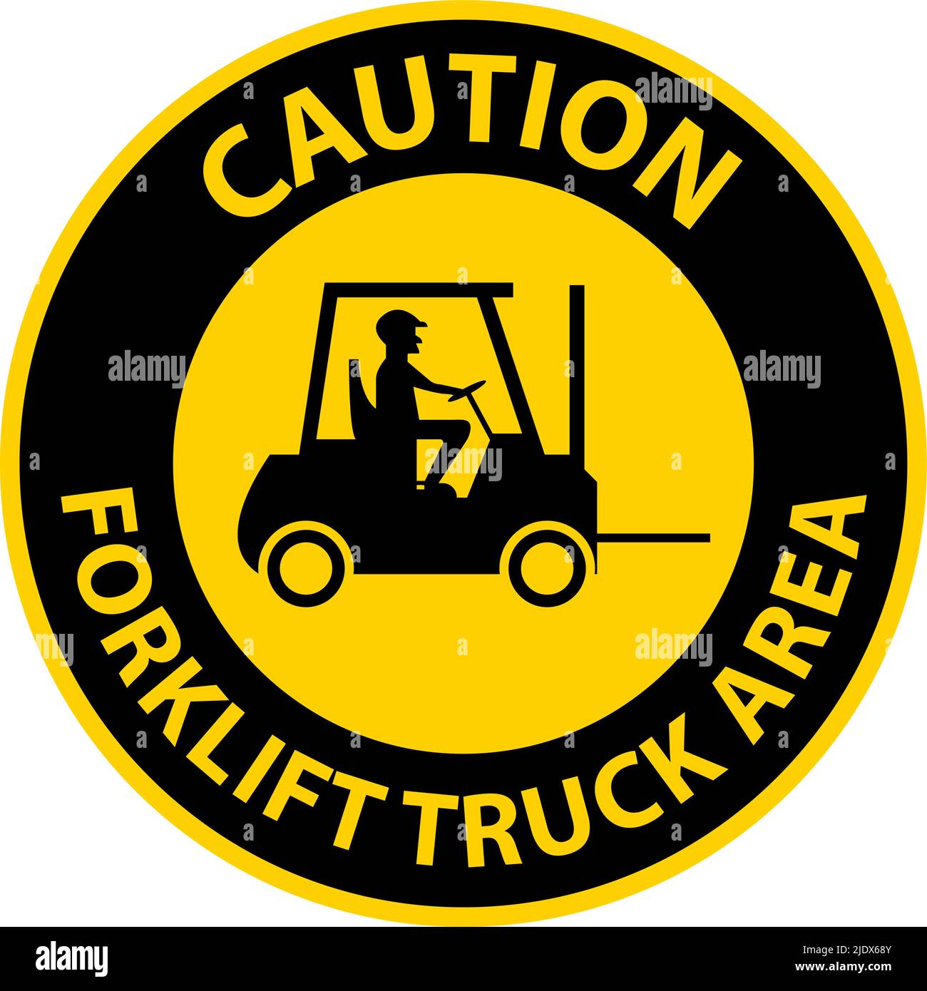 Caution Forklift Truck area Hazard & Warning Label Stock Vector