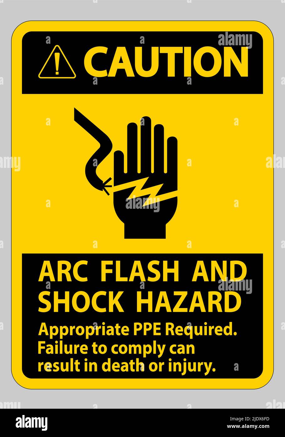 Caution Sign Arc Flash And Shock Hazard Appropriate PPE Required Stock ...