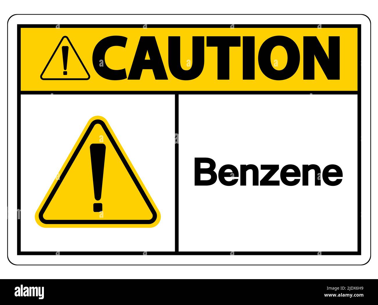 Caution Benzene Symbol Sign On White Background Stock Vector