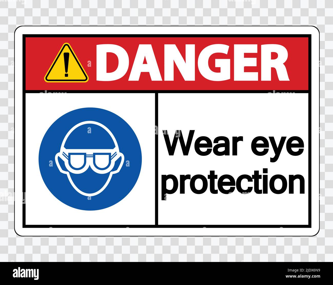Danger Wear eye protection on transparent background,vector