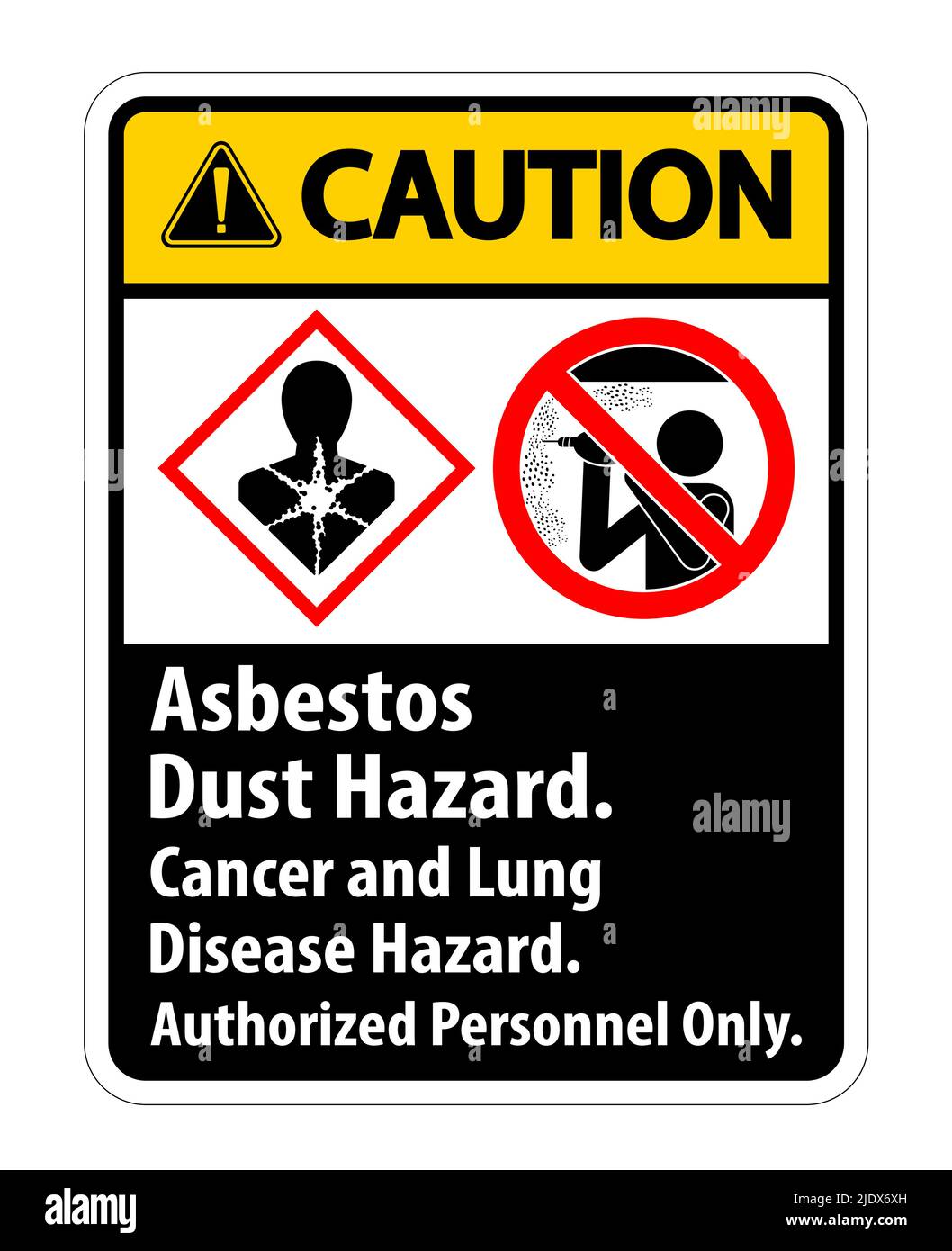 Caution Safety Label,Asbestos Dust Hazard, Cancer And Lung Disease