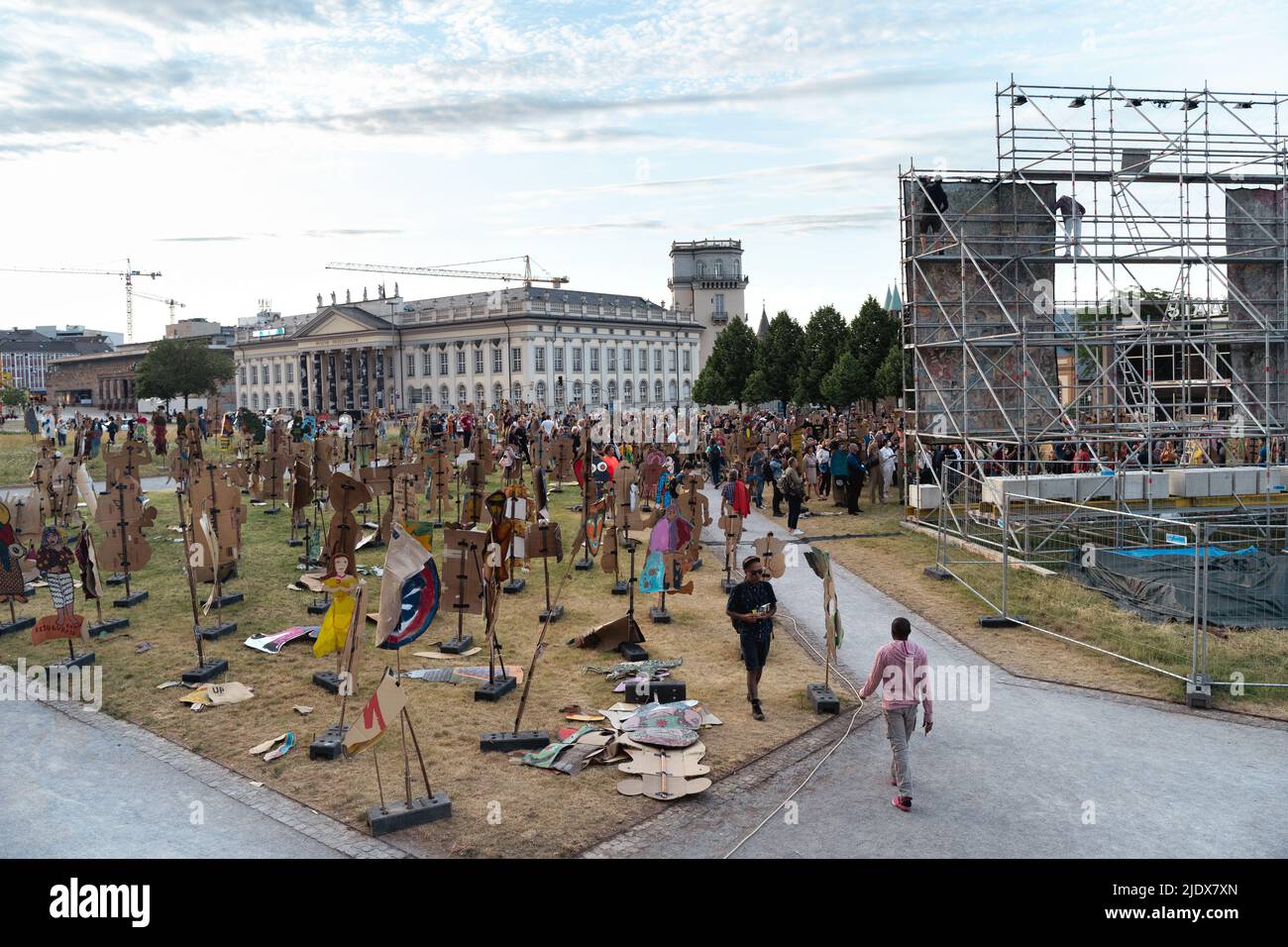 Documenta 15 - The removal of the artwork by taring padi from the artists collective ruan grupa on the documenta 15 art exhibition. Stock Photo