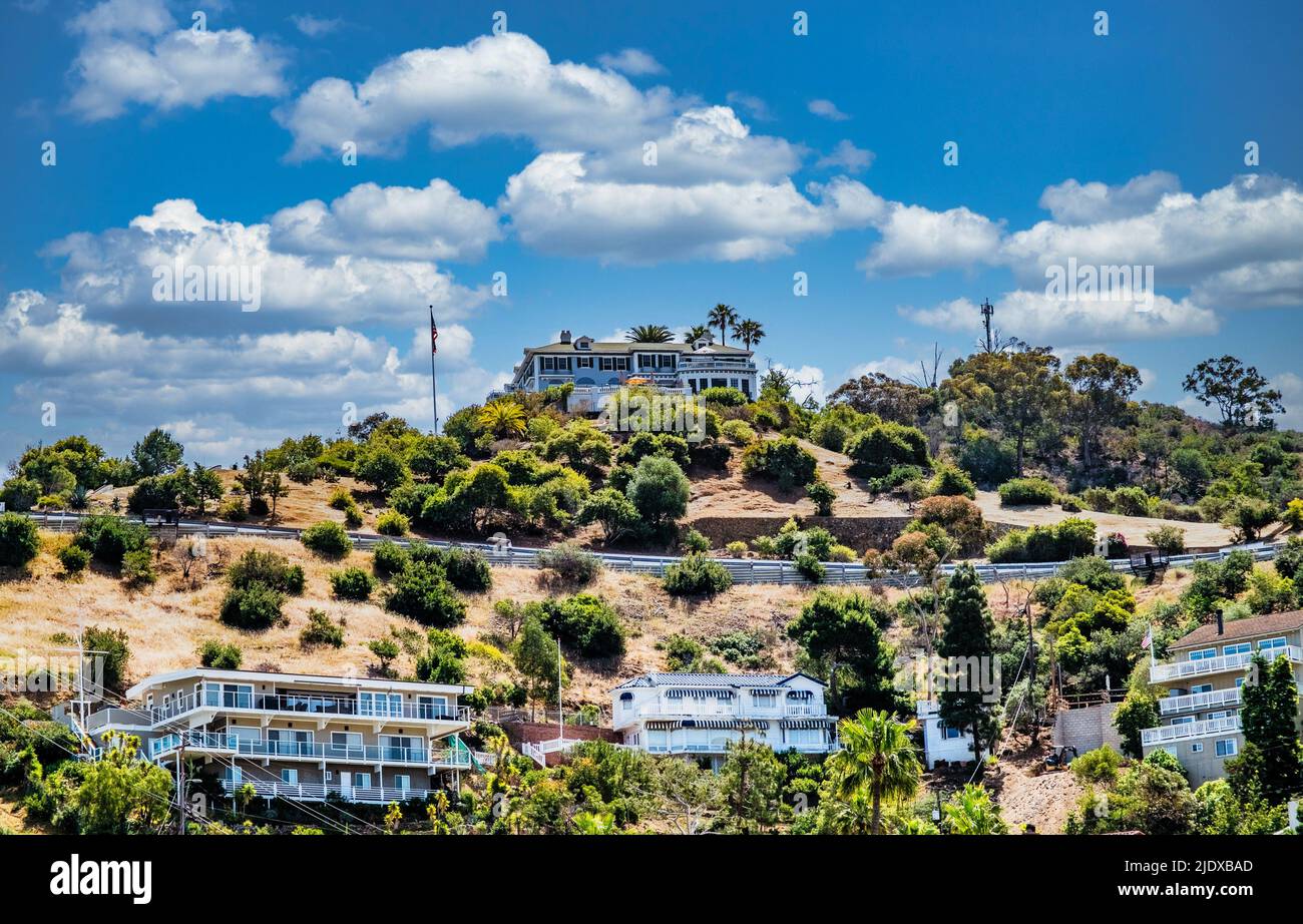 Houses and Condos Overlooking Avalon on Catalina Island Stock Photo Alamy