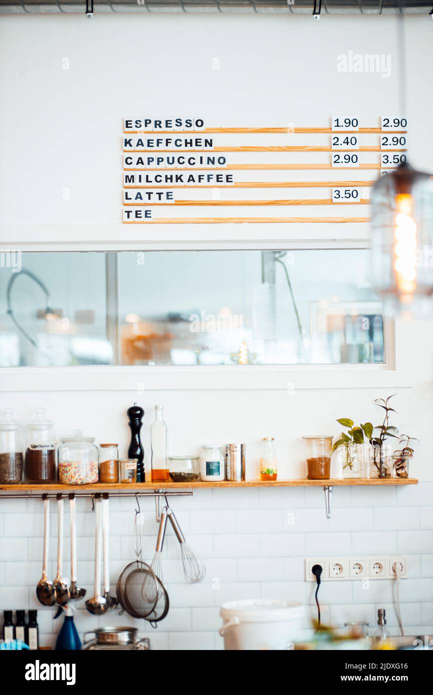 Coffee menu price list for cafe hi-res stock photography and images - Alamy