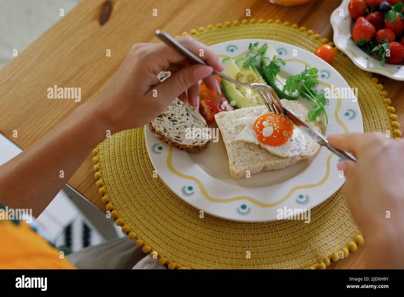 Hands holding knife fork hi-res stock photography and images - Alamy