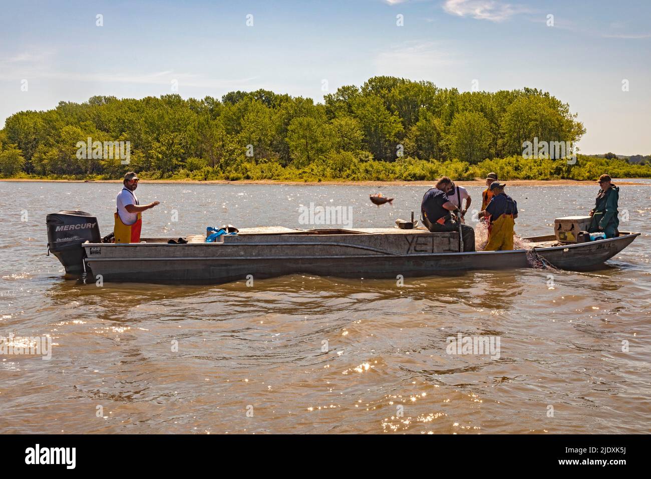 Peoria Illinois Fishermen On The Illinois River Use Gillnets To peoria-illinois-fishermen-on-the-illinois-river-use-gillnets-to